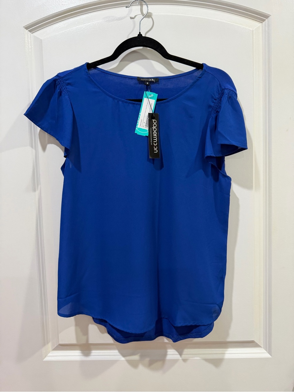 CeCe Cobalt Blue Flutter Sleeve Blouse